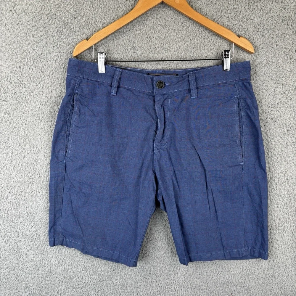 34 Heritage Shorts Mens 34 Blue Windowpane Golf Preppy Stretch Chino